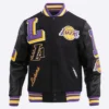 Los angeles lakers pro standard mashup black varsity jacket 2