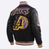 Los angeles lakers pro standard mashup black varsity jacket 3
