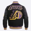 Los angeles lakers pro standard mashup black varsity jacket 4
