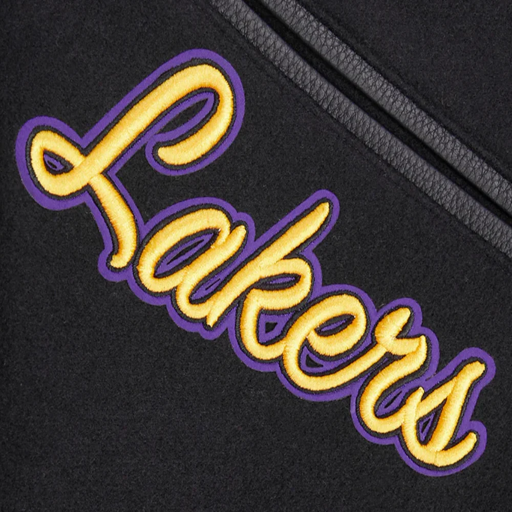 Los angeles lakers pro standard mashup black varsity jacket 7