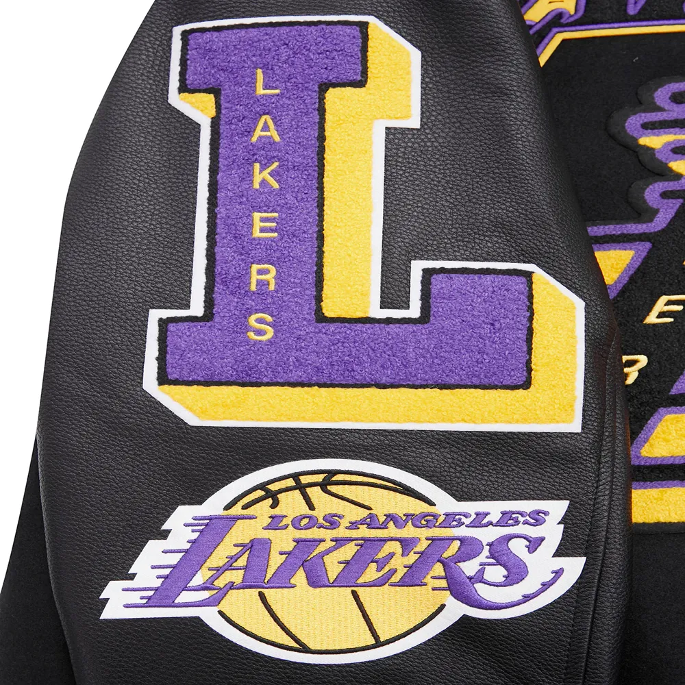Los angeles lakers pro standard mashup black varsity jacket 9
