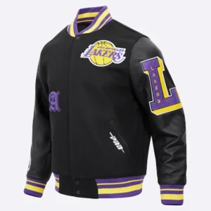 Los angeles lakers pro standard old english black varsity jacket 1