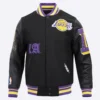 Los angeles lakers pro standard old english black varsity jacket 2