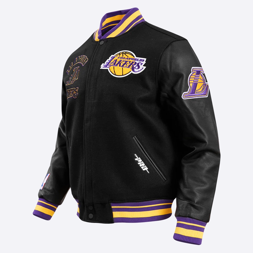 Los angeles lakers pro standard retro classic black varsity jacket 1
