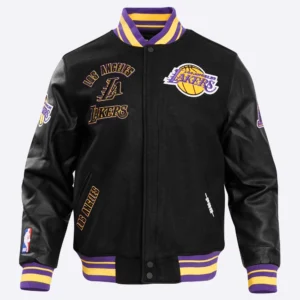Los angeles lakers pro standard retro classic black varsity jacket 2