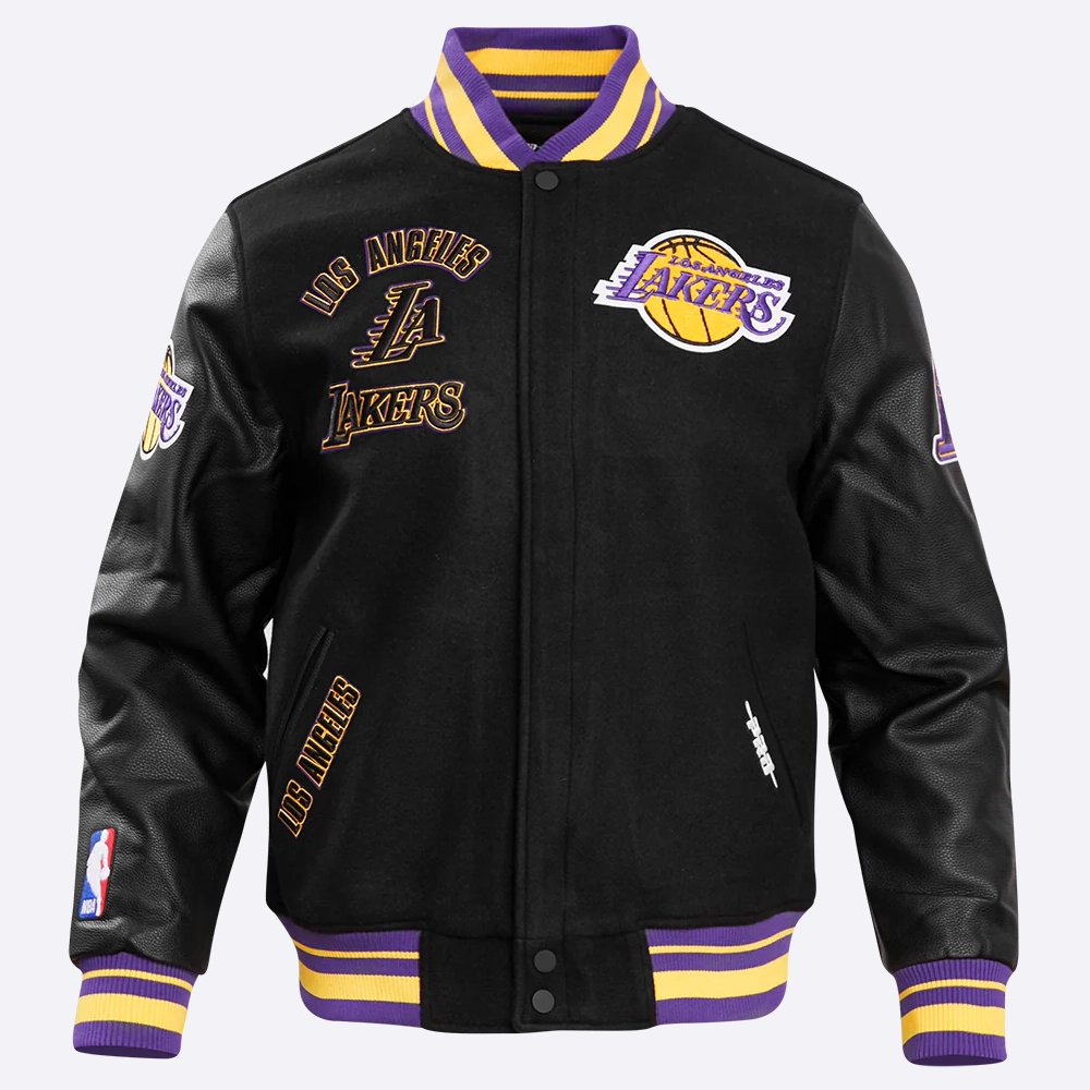 Los angeles lakers pro standard retro classic black varsity jacket 2