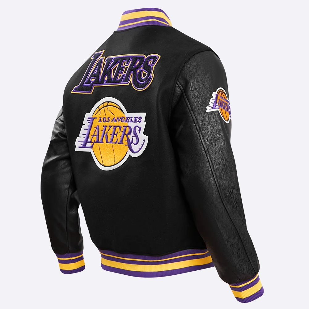 Los angeles lakers pro standard retro classic black varsity jacket 3