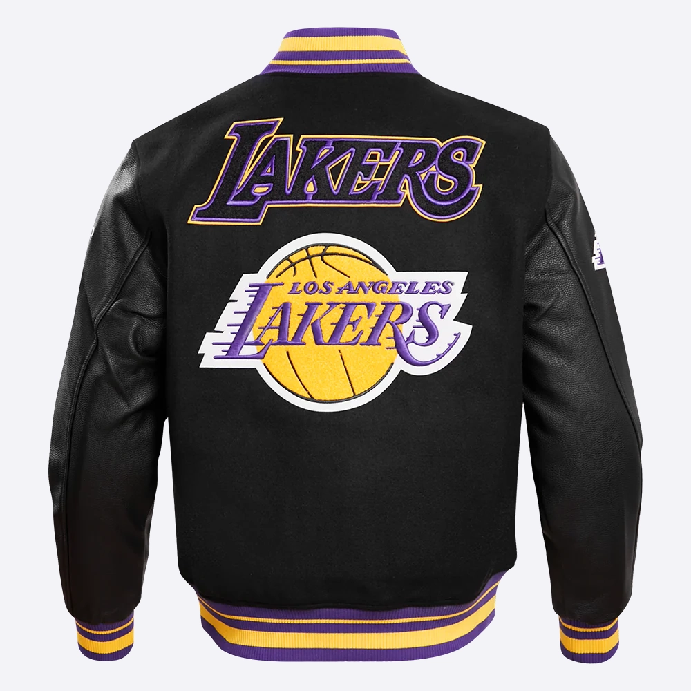 Los angeles lakers pro standard retro classic black varsity jacket 4