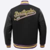 Los angeles lakers pro standard script tail black varsity jacket 4