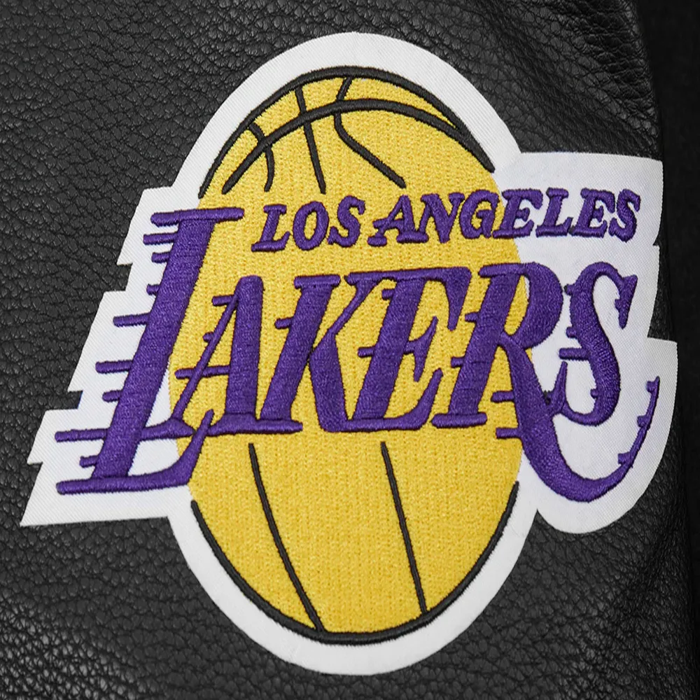 Los angeles lakers pro standard script tail black varsity jacket 6
