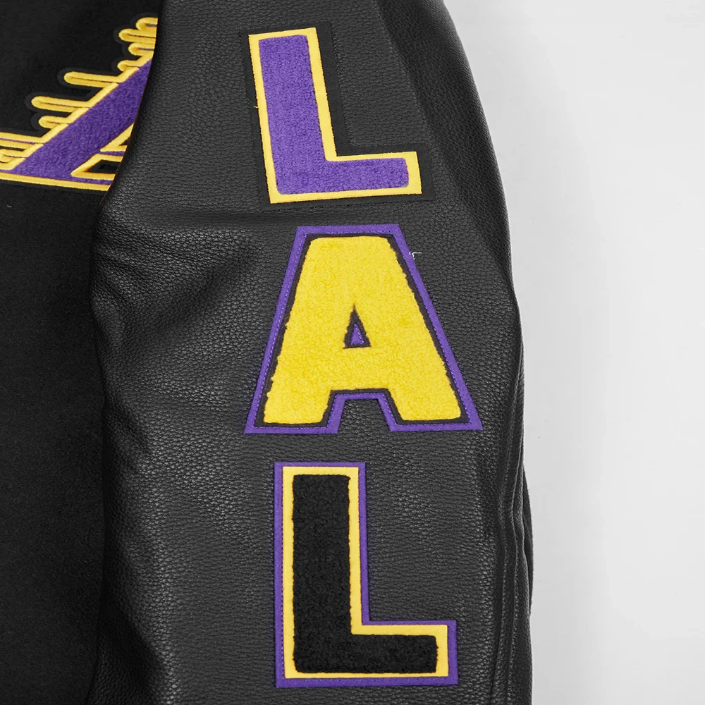 Los angeles lakers pro standard script tail black varsity jacket 7