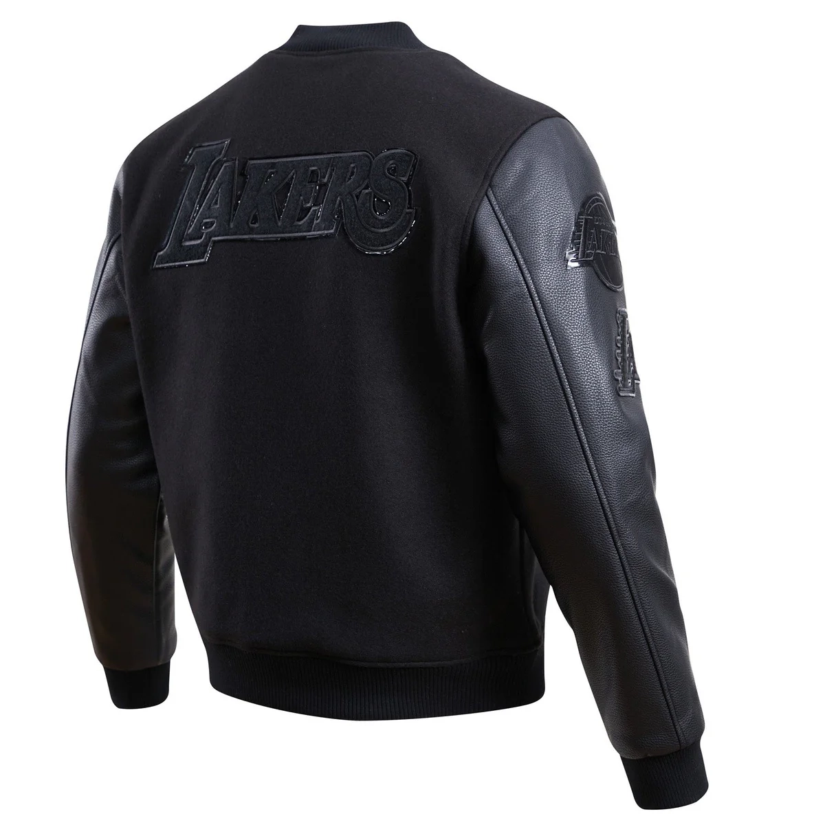 Los angeles lakers pro standard triple black varsity jacket 3