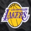 Los angeles lakers retro classic full snap satin varsity jacket black 7