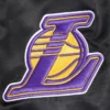Los angeles lakers retro classic full snap satin varsity jacket black 9