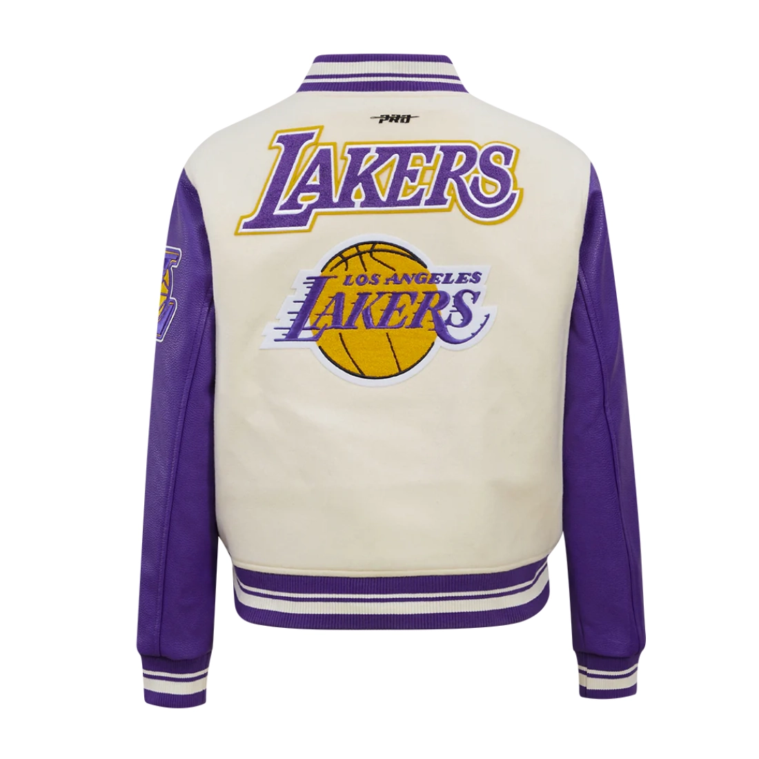 Los angeles lakers retro classic womens wool leather varsity jacket white purple 4
