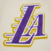 Los angeles lakers retro classic womens wool leather varsity jacket white purple 5