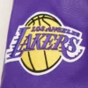 Los angeles lakers retro classic wool leather varsity jacket white purple 8