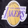 Los angeles lakers script tail full snap satin varsity jacket black