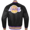 Los angeles lakers script tail full snap satin varsity jacket black 5