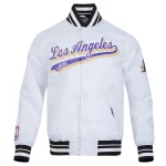 Los Angeles Lakers Script Tail White Satin Jacket
