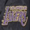 Los angeles lakers script tail womens full snap satin varsity jacket black