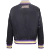 Los angeles lakers script tail womens full snap satin varsity jacket black 3