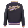 Los angeles lakers script tail womens wool leather varsity jacket black 4