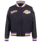Los Angeles Lakers Script Tail Women's Wool/Leather Jacket