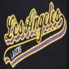 Los angeles lakers script tail wool leather varsity jacket black white 2