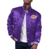 Los angeles lakers silver tab trucker satin varsity jacket purple