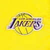 Los angeles lakers slider full snap satin varsity jacket yellow 4