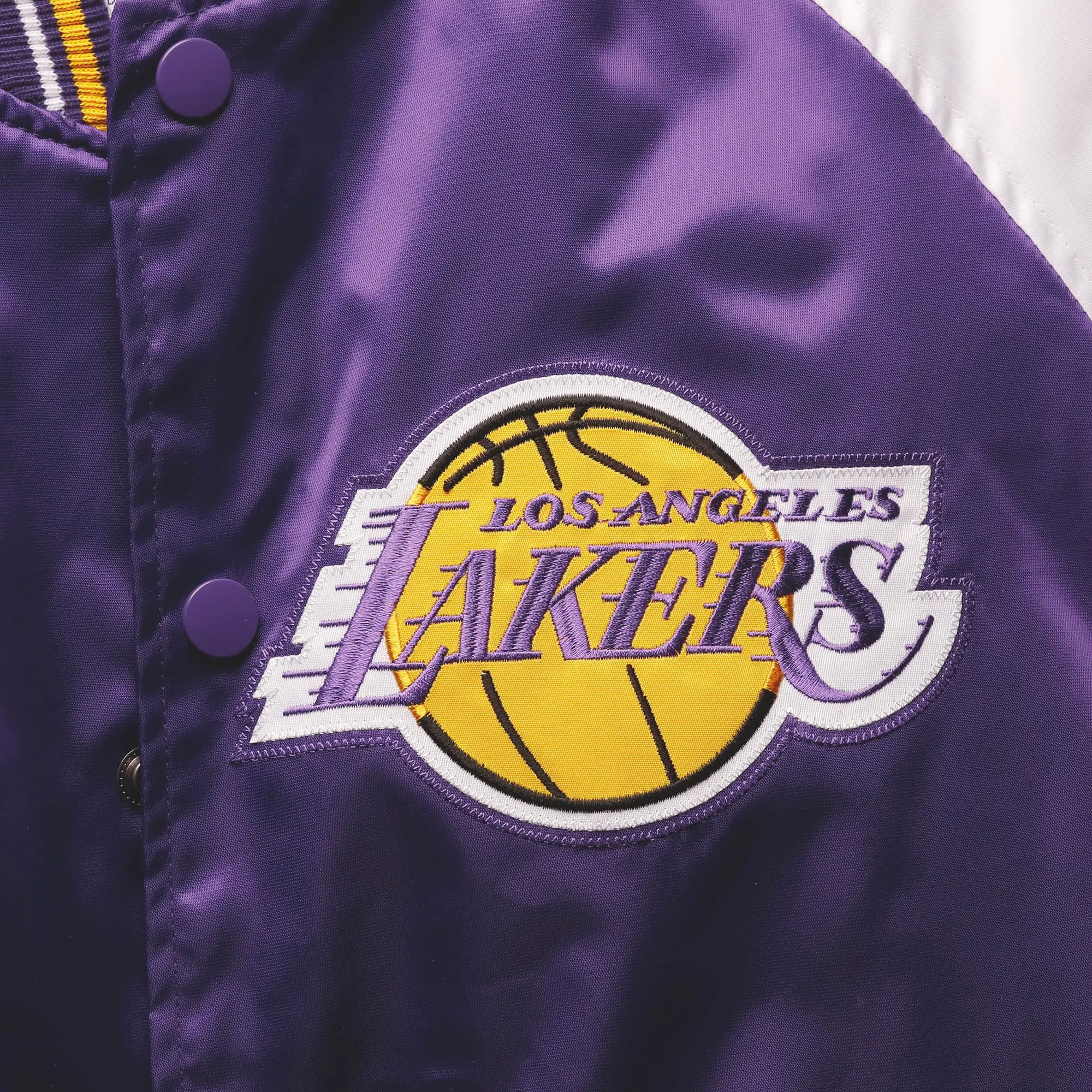 Los angeles lakers starter reliever multi color varsity jacket 3