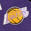 Los angeles lakers team legacy full snap satin varsity jacket purple black 4