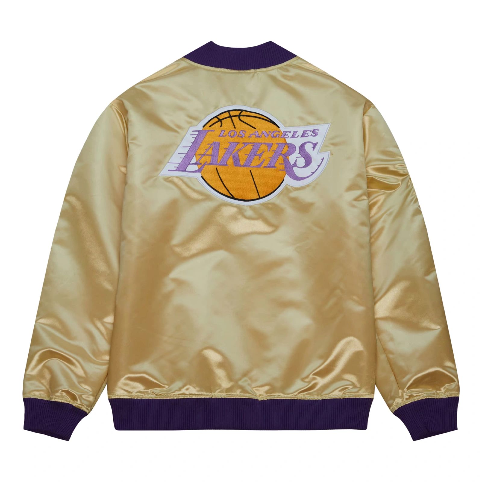 Los angeles lakers team og 20 full zip satin varsity jacket gold 2