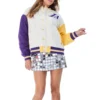 Los angeles lakers terez womens full snap bomber jacket
