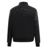Los angeles lakers triple black wool leather varsity jacket black 1