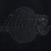Los angeles lakers triple black wool leather varsity jacket black 3