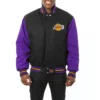 Los angeles lakers two tone wool varsity jacket black purple 1