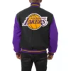 Los angeles lakers two tone wool varsity jacket black purple