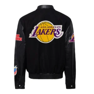 Los angeles lakers wool leather varsity jacket black 2