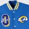 Los angeles rams blue grey full snap wool front detail