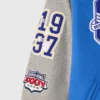 Los angeles rams blue grey full snap wool sleeve logo