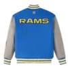 Los angeles rams blue grey full snap wool varsity jacket