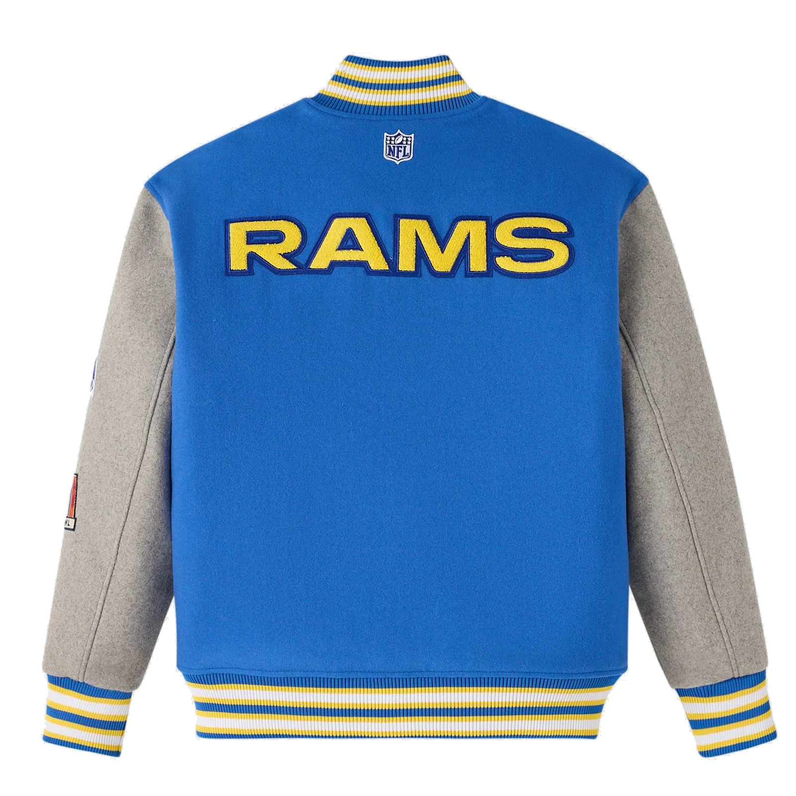 Los angeles rams blue grey full snap wool varsity jacket
