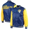 Los angeles rams full snap satin varsity jacket blueyellow 3