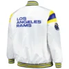 Los angeles rams full snap satin varsity jacket white