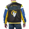 Los angeles rams full zip leather varsity jacket black 1 1