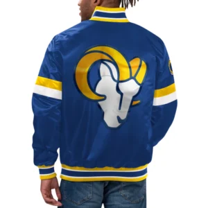 Los angeles rams home game satin varsity jacket blue