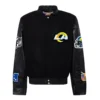 Los angeles rams jeff hamilton wool leather varsity jacket black 1