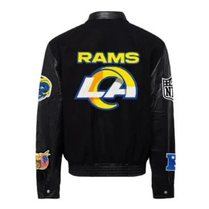 Los angeles rams jeff hamilton wool leather varsity jacket black 2